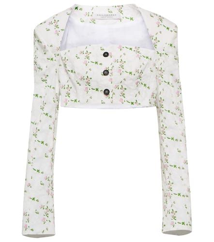 Top raccourci en coton à fleurs - Philosophy di Lorenzo Serafini - Modalova