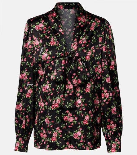 Blouse en satin de soie mélangée à fleurs - Dolce&Gabbana - Modalova