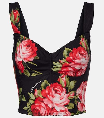 Bustier en coton mélangé à fleurs - Dolce&Gabbana - Modalova
