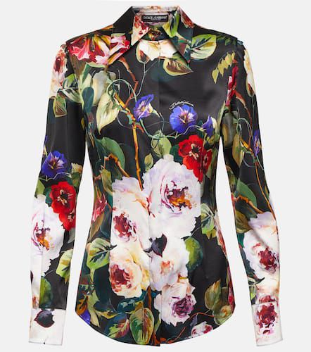 Chemise en satin de soie à fleurs - Dolce&Gabbana - Modalova