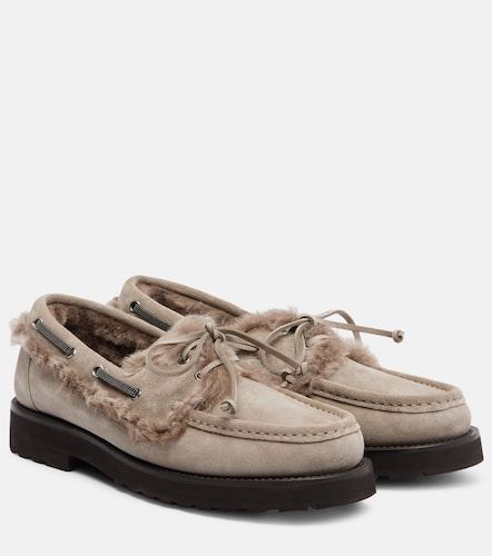 Chaussures bateau Monili en daim et shearling - Brunello Cucinelli - Modalova