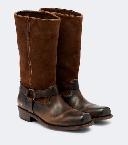 Bottes Biker en cuir et daim - Golden Goose - Modalova
