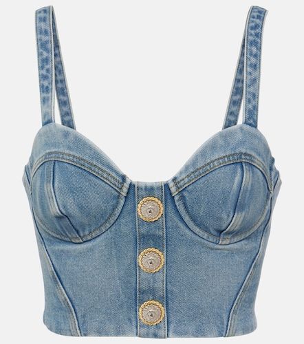 Balmain Bustier cropped en denim - Balmain - Modalova