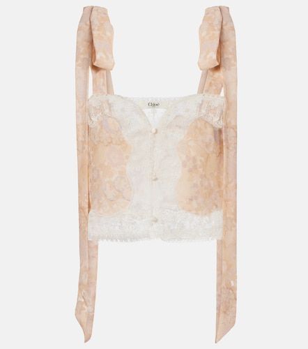 Chloé Top en soie à fleurs et dentelle - Chloe - Modalova