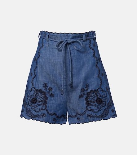 Short Aster en denim à broderie - Zimmermann - Modalova