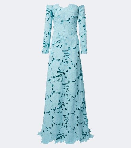 Robe longue en dentelle guipure à fleurs - Costarellos - Modalova