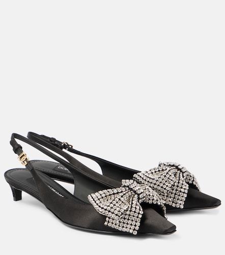 Escarpins slingback en satin à ornements - Dolce&Gabbana - Modalova