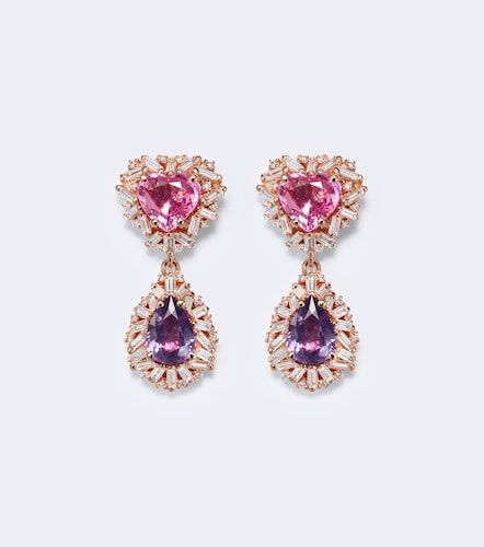Boucles d’oreilles Doublet en or rose 18 ct, saphirs et diamants - Suzanne Kalan - Modalova