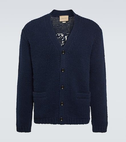 Cardigan en intarsia de laine à logo - Gucci - Modalova