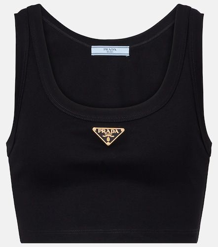 Top raccourci en coton à logo - Prada - Modalova
