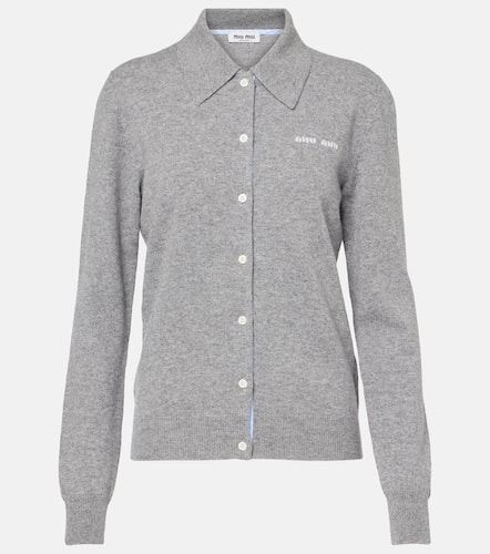 Cardigan en cachemire  logo - Miu Miu - Modalova