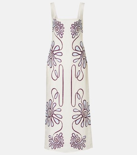 Robe midi Amaranta imprimée en lin - Cala de la Cruz - Modalova