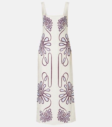 Robe midi Amaranta imprimée en lin - Cala de la Cruz - Modalova