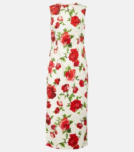Robe midi en coton mélangé à fleurs - Carolina Herrera - Modalova