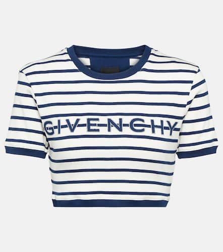 Top raccourci rayé en coton à logo - Givenchy - Modalova
