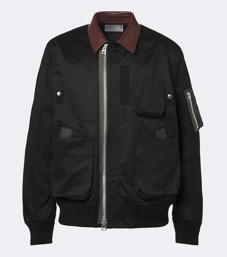 Veste blouson en coton et cuir - Sacai - Modalova