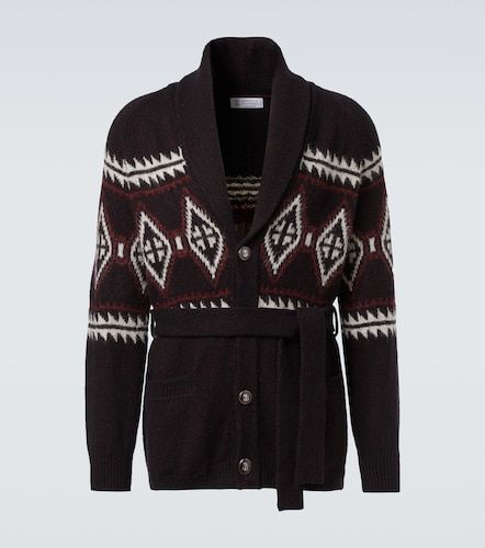 Cardigan en jacquard de laine mélangée - Brunello Cucinelli - Modalova