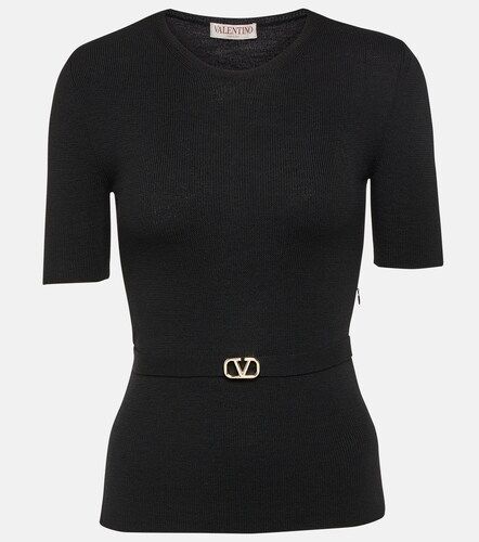 Pull en laine vierge à ceinture - Valentino - Modalova