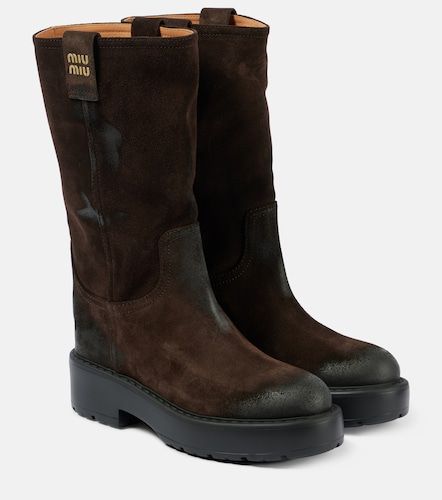 Miu Miu Bottines en daim à logo - Miu Miu - Modalova