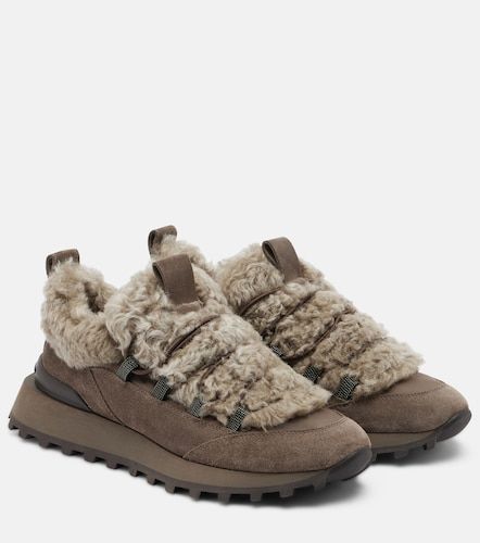Baskets Monili en daim et shearling - Brunello Cucinelli - Modalova