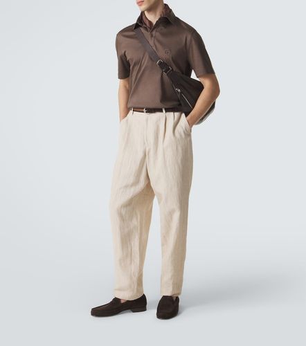 Pantalon ample rayé en lin - Giorgio Armani - Modalova