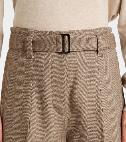 Pantalon ample en laine mélangée à motif chevrons - Brunello Cucinelli - Modalova