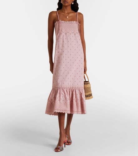 Robe midi en coton à broderies anglaises - Valentino - Modalova