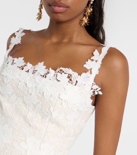 Robe midi en tweed bordée de dentelle florale - Oscar de la Renta - Modalova