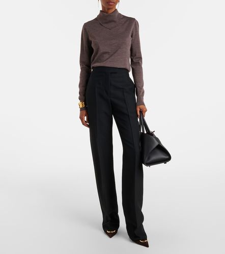 Pantalon droit à taille haute en faille - Ferragamo - Modalova