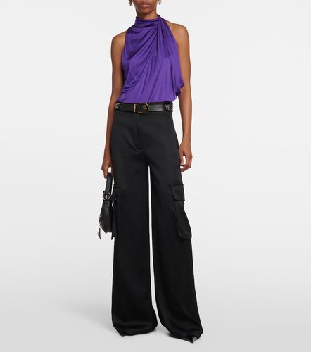 Pantalon cargo à taille haute en satin - Versace - Modalova