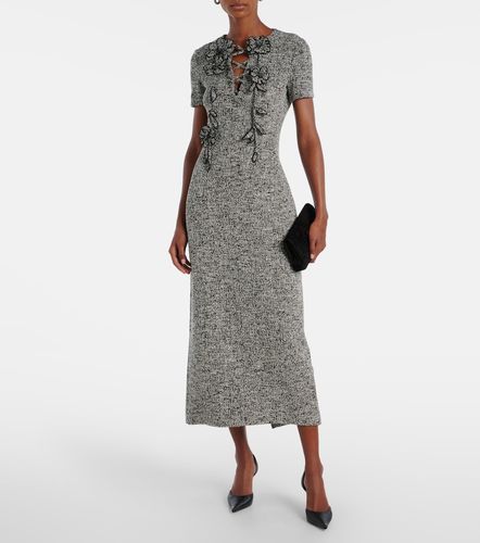 Robe midi en tweed à fleurs - Oscar de la Renta - Modalova