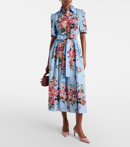 Robe chemise en popeline de coton à fleurs - Dolce&Gabbana - Modalova