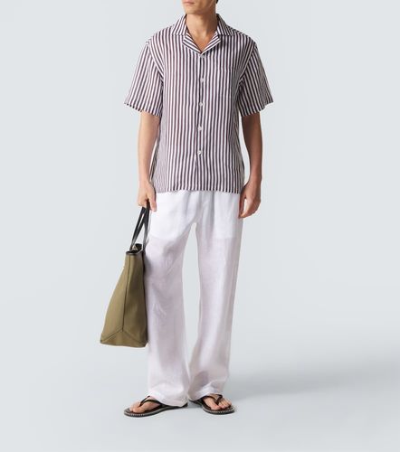 Chemise de bowling rayée en lin - Fedeli - Modalova