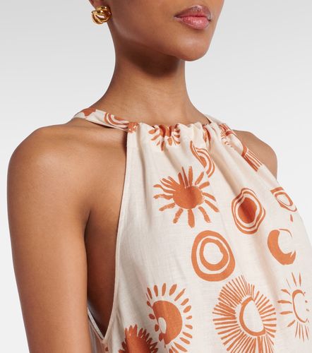 Robe longue Ibiza imprimée en lin et coton - Asceno - Modalova