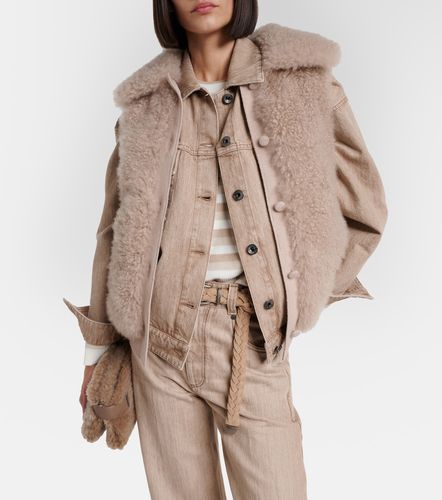Veste sans manches en shearling bordé de laine - Yves Salomon - Modalova