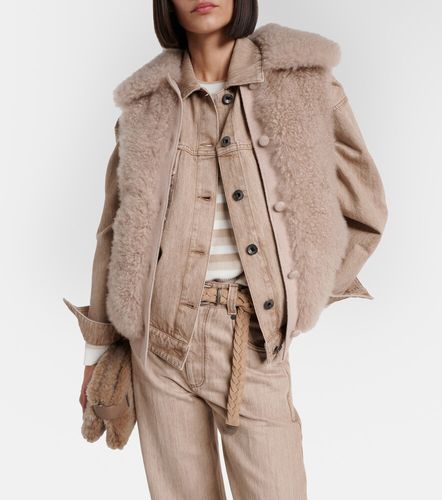 Veste sans manches en shearling bordé de laine - Yves Salomon - Modalova