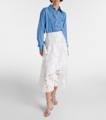 Jupe midi en dentelle guipure florale - Oscar de la Renta - Modalova