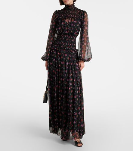 Robe longue en soie à fleurs - Dolce&Gabbana - Modalova