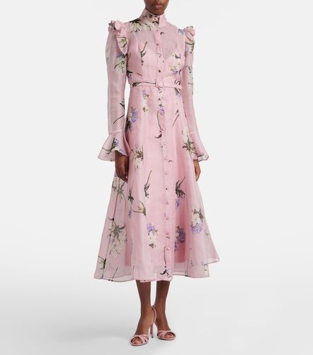 Robe midi Katrina en lin et soie à fleurs - Leo Lin - Modalova