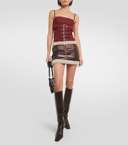 Mini-jupe en cuir et shearling - Blumarine - Modalova