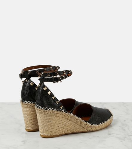 Espadrilles compensées Rockstud Double en cuir - Valentino Garavani - Modalova