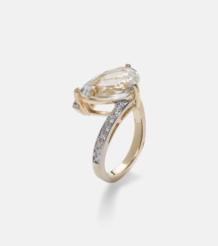 Bague Slanted en or 14 ct, topaze et diamants - Mateo - Modalova