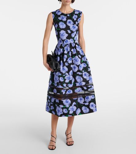 Robe midi en coton mélangé à fleurs - Carolina Herrera - Modalova