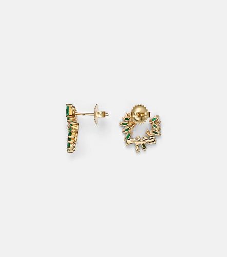 Boucles d’oreilles Izzy Sideway Spiral en or 18 cts, diamants et émeraudes - Suzanne Kalan - Modalova