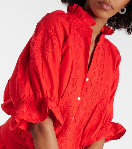 Robe chemise en popeline de coton brodée - Juliet Dunn - Modalova