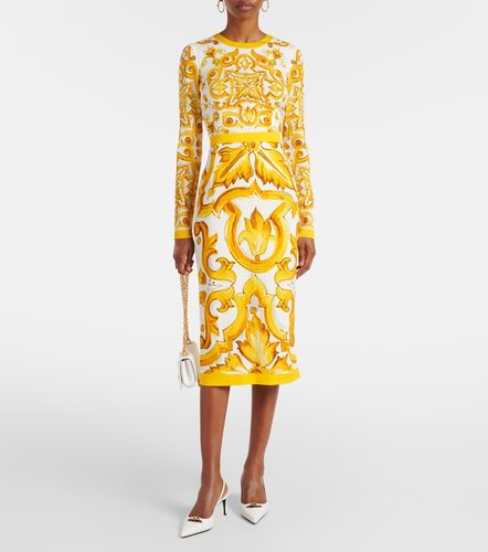 Robe midi Majolica en soie mélangée - Dolce&Gabbana - Modalova
