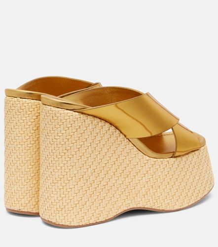 Mules compensées Mara en cuir métallisé - Paris Texas - Modalova