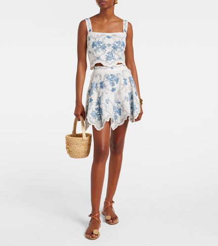 Top raccourci Luciana Gloriosa brodé en lin - Agua by Agua Bendita - Modalova