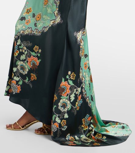 Robe longue en soie à fleurs - Roberto Cavalli - Modalova