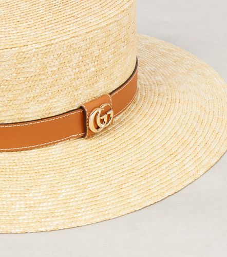 Gucci Chapeau GG en paille et cuir - Gucci - Modalova